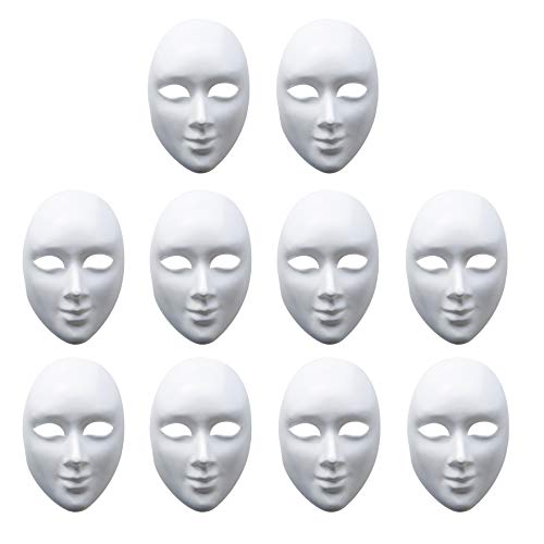 MATANA 10 Weiße Maske aus Pappe zum Bemalen - Mach es Selbst Kostüm für Partys, Fasching, Halloween, Theater, Kindergeburtstag, Basteln für Kinder & Erwachsene