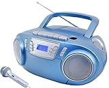 Soundmaster SCD5800BL UKW Radio CD MP3 Kassettenrekorder LED USB Mikrofon Karaoke Karaokefunktion Lichteffekte