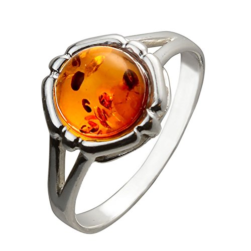 HolidayGiftShops Ring aus Sterlingsilber und baltischem Honig Clara Größe: 8,5