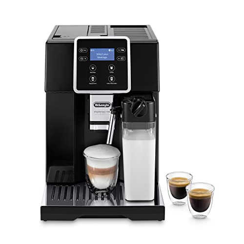 De’Longhi Perfecta Evo ESAM420.40.B Kaffeevollautomat mit LatteCrema Milchsystem, Cappuccino & Espresso auf Knopfdruck, großes LCD-Farbdisplay, Kaffeekannenfunktion, schwarz