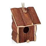 Relaxdays Mini Vogelhaus, Deko zum Aufhängen, unbehandeltes Holz, Balkon, Garten, Vogelhäuschen HBT 16,5x12x9,5cm, Natur