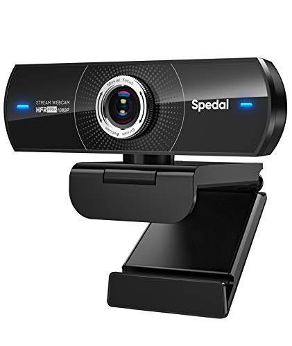 Spedal Webcam HD 1080p 60fps mit Duales Mikrofon, PC Kamera, 100 Grad weitwinkel Streaming Camera für Zoom Skype videokonferenz, Laptop Computer Webkamera kompatibel für Mac OS Windows 10/8/7