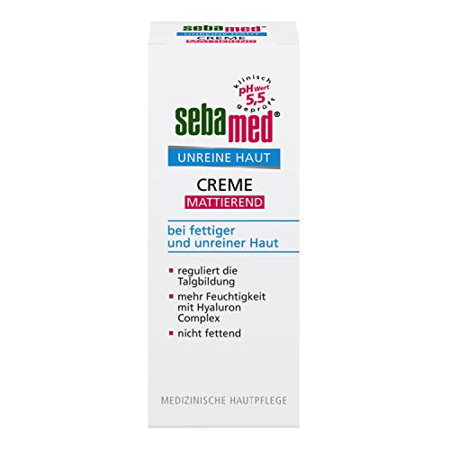 Sebamed Unreine Haut Creme Mattierend 50 ml, reguliert die Talgbildung, hat einen mattierenden Effekt und hilft wirksam gegen Hautunreinheiten vorzubeugen