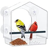 RUYI Fenster Futterhaus für Vögel, Vogelhaus Fensterscheibe mit Saugnäpfen, Vogelhäuschen Futterspender, Transparentes Vogelfutterhaus mit Futterkassette für Wildvögel