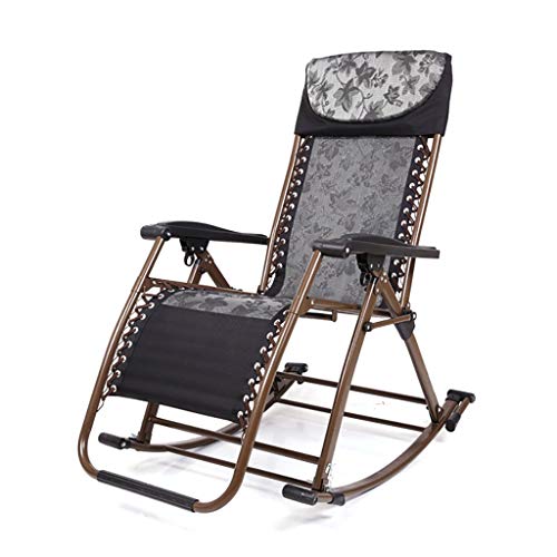 ZXFDMSWJ Tragbarer Schaukelstuhl Balkon-Liegestuhl Erwachsener Klappbarer Siesta-Lounge-Stuhl (Color : Black)
