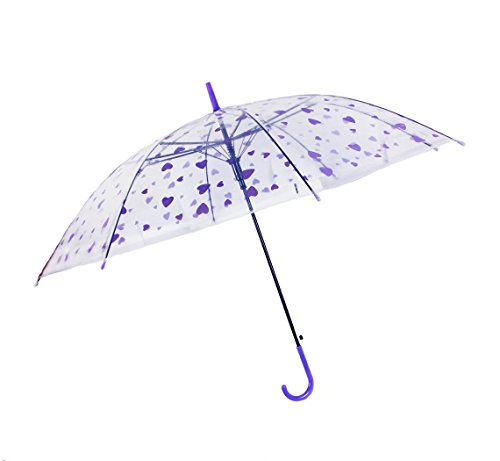 HAAC Transparenter Romantischer Regenschirm Herz lila 85 cm