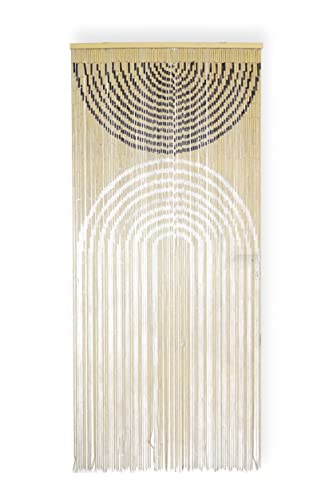 CRAFTIV Vorhang Bambus Sichtschutz Fliegenschutz | Handmade Vorhang für Tür und Balkontür Boho-Style | Verschiedenes Design (90 x 200 cm) (Sun and Moon)