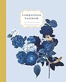 Rose Composition Notebook: Wide-Ruled, 7.5 x 9.25, 150 Pages, For women, blue and gold (Composition Notebooks)