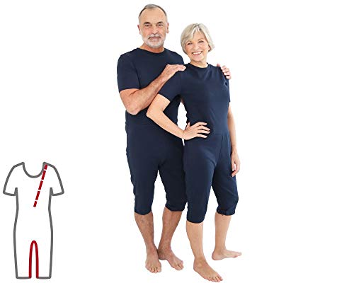 Pflegeoverall für Frauen und Männer; slim kurz mit Bein- und Rückenreißverschluss; Demenz Overall; ActivePro (M)
