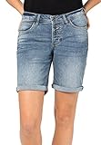 Sublevel Damen Jeans Bermuda-Shorts mit Denim Aufschlag Light-Blue L