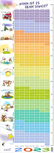 Kinderzimmer Kalender 2023 'Wann ist es soweit' - Kalender für Kinder 2023 mit integrierter Maßtabelle/Maßband