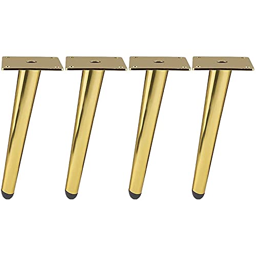 4 Stück Schräge Möbelfüße Metall Tischbeine, Schrankbeine, Kegel Möbelbeine Golden 20cm Höhe für Sofas, Tische und andere Schrankfüße (20CM, Gold)