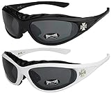 X-CRUZE 2er Pack Choppers 911 Sonnenbrillen Motorradbrille Sportbrille Radbrille - 1x Modell 01 (schwarz/schwarz getönt) und 1x Modell 08 (weiß/schwarz getönt) - Modell 01 + 08 -