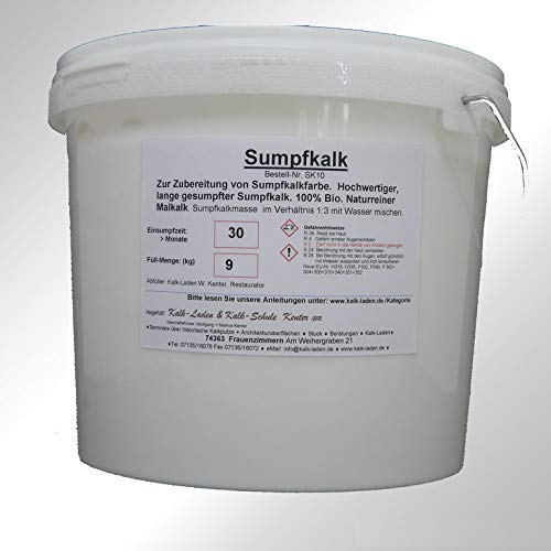 Sumpfkalk/Kalkfarbe/Streichkalk, 100% Bio, allergiefreundlich, pilzhemmend, 9 kg für ca. 127 qm