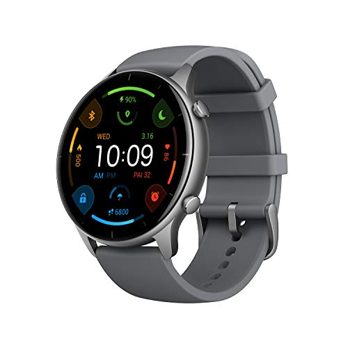 Amazfit GTR 2e Smartwatch GPS Fitness Aktivitätstracker mit 1,39'' AMOLED Display, 24 Tage Akku, 90 Sportmodi, Überwachung von SpO2, Herzfrequenz, Schlaf und Stress für Herren Damen, Grau