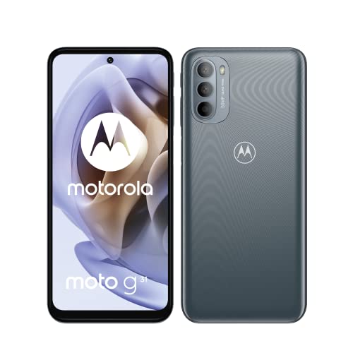Motorola moto g31 Smartphone (6,4'-FHD+-Display, 50-MP-Kamera, 4/64 GB, 5000 mAh, Android 11), Mineral Grey, inkl. Schutzcover + KFZ-Adapter [Exklusiv bei Amazon]