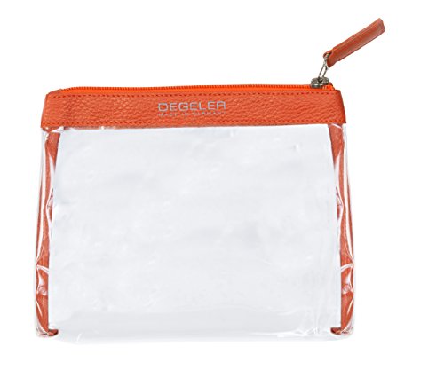 Transparente Kulturtasche aus echtem Kalbs-Leder | zur Mitnahme von Flüssigkeiten im Handgepäck geeignet | DEGELER Clear Bag für Flug-Reisen | verschließbare Kosmetiktasche mit Reißverschluss