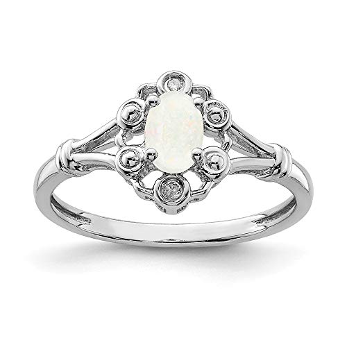 925 Sterling Silber Erstellt Opal und Diamant-Verlobungsring Größe 6 (0,02 ct, Diamant)