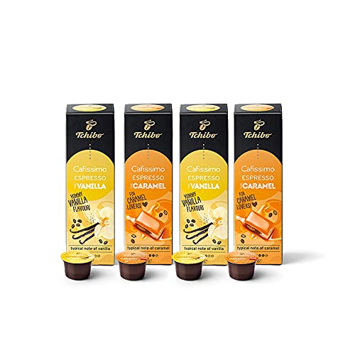Tchibo Cafissimo Probierset Flavoured Edition Espresso Caramel & Espresso Vanilla, 40 Stück (4x10 Kaffeekapseln), nachhaltig & fair gehandelt