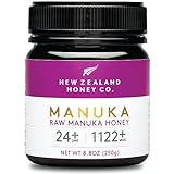 New Zealand Honey Co. Manuka Honig MGO 1122+ / UMF 24+ | Aktiv und Roh | Hergestellt in Neuseeland | Zertifiziertem Methylglyoxal Gehalt | 250g