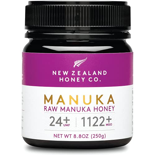 New Zealand Honey Co. Manuka Honig MGO 1122+ / UMF 24+ | Aktiv und Roh | Hergestellt in Neuseeland | Zertifiziertem Methylglyoxal Gehalt | 250g