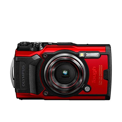 Olympus Tough TG-6 Actionkamera, 12 Megapixel Sensor, digitale Bildstabilisierung, 4x-Weitwinkel-Zoom, 4k-Video, 120fps, Wi-Fi, rot