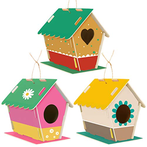LIHAO Vogelhaus zum Bemalen aus Holz DIY für Kinder Erwachsene Anfänger DIY Dekoration