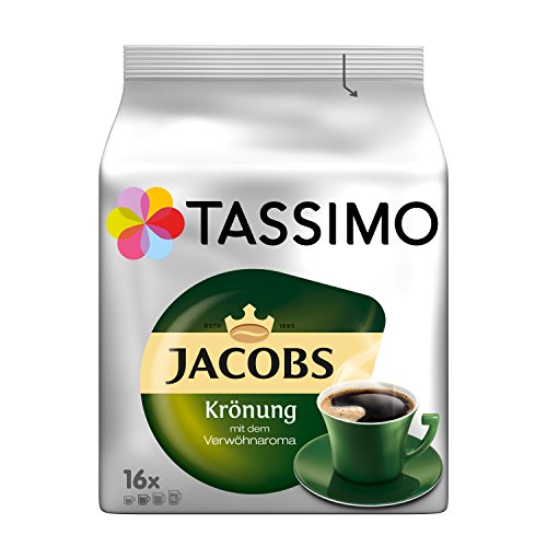 Tassimo Kapseln Jacobs Krönung, 80 Kaffeekapseln, 5er Pack, 5 x 16 Getränke