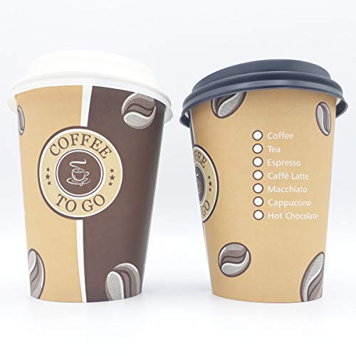 partypack 100 Premium Kaffeebecher 300ml und Deckel weiß Pappbecher Coffee to go 0,3l Hartpapierbecher Pappbecher für Kalt- und Heißgetränke