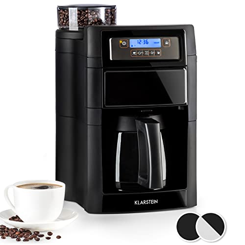 Klarstein 1,25L Kaffeemaschine mit Thermoskanne und Timer, Kaffeemaschine Filtermaschine mit Mahlwerk, 1000W Filter Kaffeemaschine Groß für 10 Tassen Kaffee, Filterkaffeemaschine mit 5 Mahlstufen