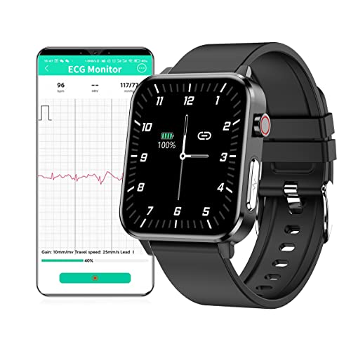 Smart Watch ECG Herren, IP68 wasserdichte Fitness Tracker mit Körpertemperatur, 1,7' Touchscreen Aktivitätstracker mit Herzfrequenz SPO2, Smart Watch Damen mit Schrittzähler Blutdruck Schlafmonitor
