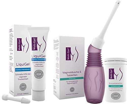 Multi-Gyn LiquiGel Vaginalgel zur Anwendung bei vaginaler Trockenheit & Vaginaldusche für eine optimale Vaginalhygiene 1 Applikator & 1 Röhrchen mit 10 Brausetabletten zur Herstellung von Spüllösungen