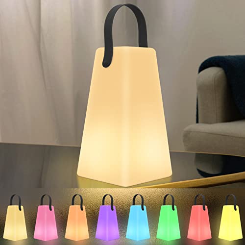 LED Outdoor Lampe mit Fernbedienung Tragbare Tischlampe für Außen mit 8 Farben USB Wiederaufladbare Wasserdichtes Akku Lampe für Garten Aussen Schlafzimmer Bar Camping (Runden)