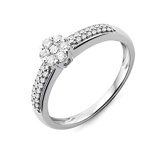 Miore Ring Damen Diamant Verlobungsring Weißgold 9 Karat / 375 Gold Diamanten Brillanten 0.27 Ct, Schmuck