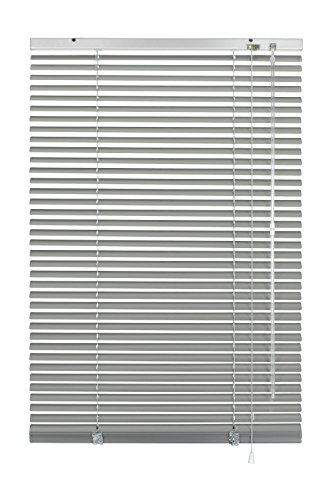 GARDINIA Alu-Jalousie, Sichtschutz, Lichtschutz, Blendschutz, Wand- und Deckenmontage, Aluminium-Jalousie, Silber, 100 x 175 cm (BxH)