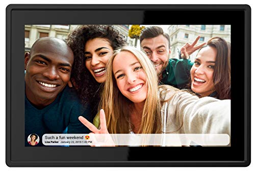 Feelcare 10 Zoll 16GB Smart WiFi Digitaler Bilderrahmen, WLAN Fotorahmen mit LCD IPS Touchscreen, Wandmontage, Automatisch Drehbares Hochformat und Querformat, Fotos Videos Senden (Schwarz)