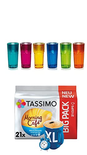 Tassimo MILD & SMOOTH TASSIMO Morning Café XL - Mild & Smooth. Starte in den Tag mit einem milden und sanften Genuss.21 Kaffee Kapseln im Big Pack, 163.8 g plus + 6 Gläser