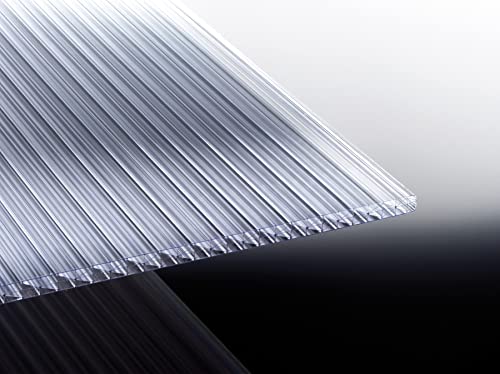 Acrylshop24 Stegplatte aus Polycarbonat mit X-Struktur |Doppelstegplatte| 16mm stark | Steg 3 Fach | 16/20/3 980mm x 4000mm