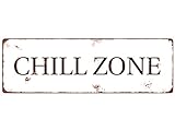 Interluxe METALLSCHILD Shabby Vintage Blechschild CHILL Zone Entspannen Wellness Relax