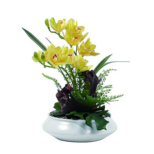 Blumensträuße aus Kunststoff Phalaenopsis-künstliche Blumen Bonsai 23,6 Zoll Silk Blumen-Bonsais mit Keramik Blumentopf geeignet for Tea Room Hotel Wohnzimmer Gefälschte Blumensträuße