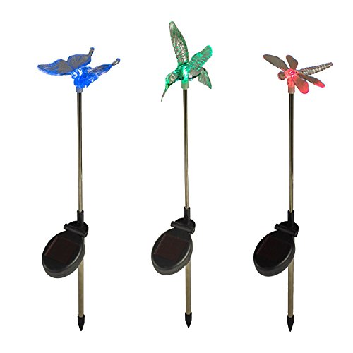 Lights4fun 6er Set Solar Stableuchten Gartendeko Libelle Kolibri Schmetterling