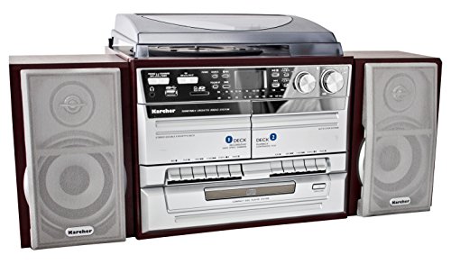 Karcher 9001090 KA 320 Kompaktanlage (CD-Player, Doppelkassettendeck, Schallplattenspieler, USB, SD-Kartenleser, Radio, Fernbedienung)