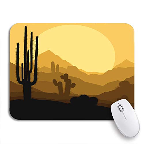 Gaming Mouse Pad Bunte Landschaft Kaktus Pflanzen in der Wüste Sonnenuntergang Orange Arizona rutschfeste Gummi Backing Computer Mousepad für Notebooks Maus Matten