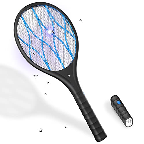 Elektrische Fliegenklatsche, KOXXBASS Insektenvernichter elektrisch, 4000V USB Fliegenfänger Zapper mit LED Beleuchtung und Abnehmbarer Taschenlampe für Mücken, Fliegen -Doppelte Schichten Mesh Schutz