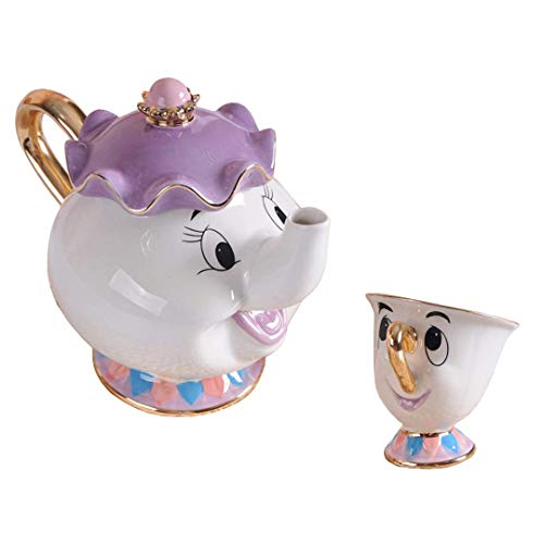 StMandy Beauty und das Beste Teeservice Mrs Potts TeaPot und Chip Mug Skulptur Keramik Teeservice Figur