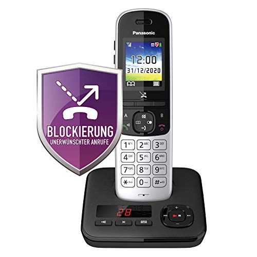 Panasonic KX-TGH720GS Schnurlostelefon mit Anrufbeantworter (DECT Telefon, strahlungsarm, Farbdisplay, Anrufsperre, Freisprechen) schwarz