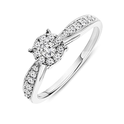 Miore Ring Damen 0.30 Ct Diamant Verlobungsring aus Weißgold 9 Karat / 375 Gold, Schmuck mit Diamanten Brillanten