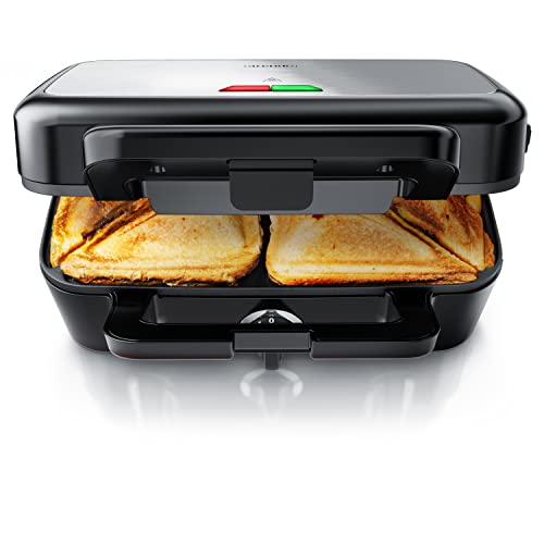 Arendo - Sandwichmaker 1200 W mit Antihaftbeschichtung - mit abnehmbaren Platten - spülmaschinentauglich - BPA frei - Temperaturkontrolle – Sandwich Maker - Sandwichtoaster für große Toasts