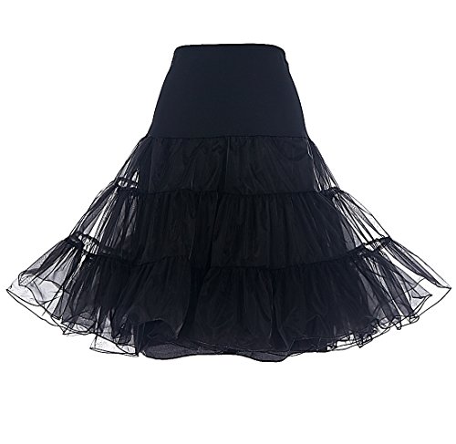 DRESSTELLS 1950 Petticoat Reifrock Unterrock Petticoat Underskirt Crinoline für Rockabilly Kleid Black M