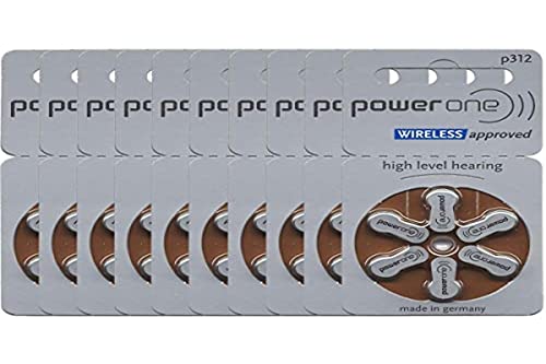 Powerone P312 Hörgerätebatterie (180mAh, 1,4Volt) -10er Set (60 Batterien)
